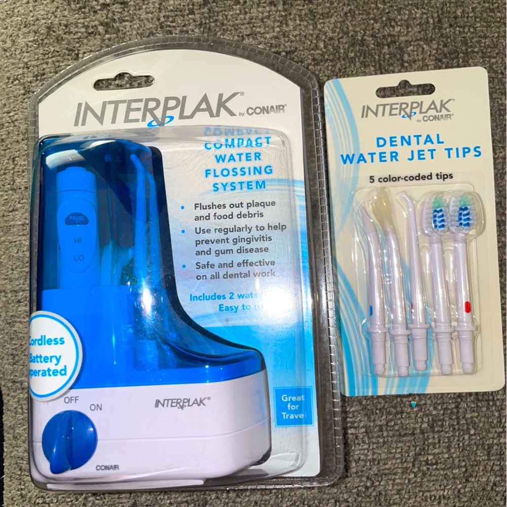 Interplak Conair Compact Dental Water Jet Flossing System PLUS Replacement Tips